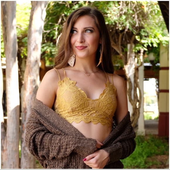 ✨LAST ONE✨ Lace Bralette with padding-Mustard - Picture 3 of 5